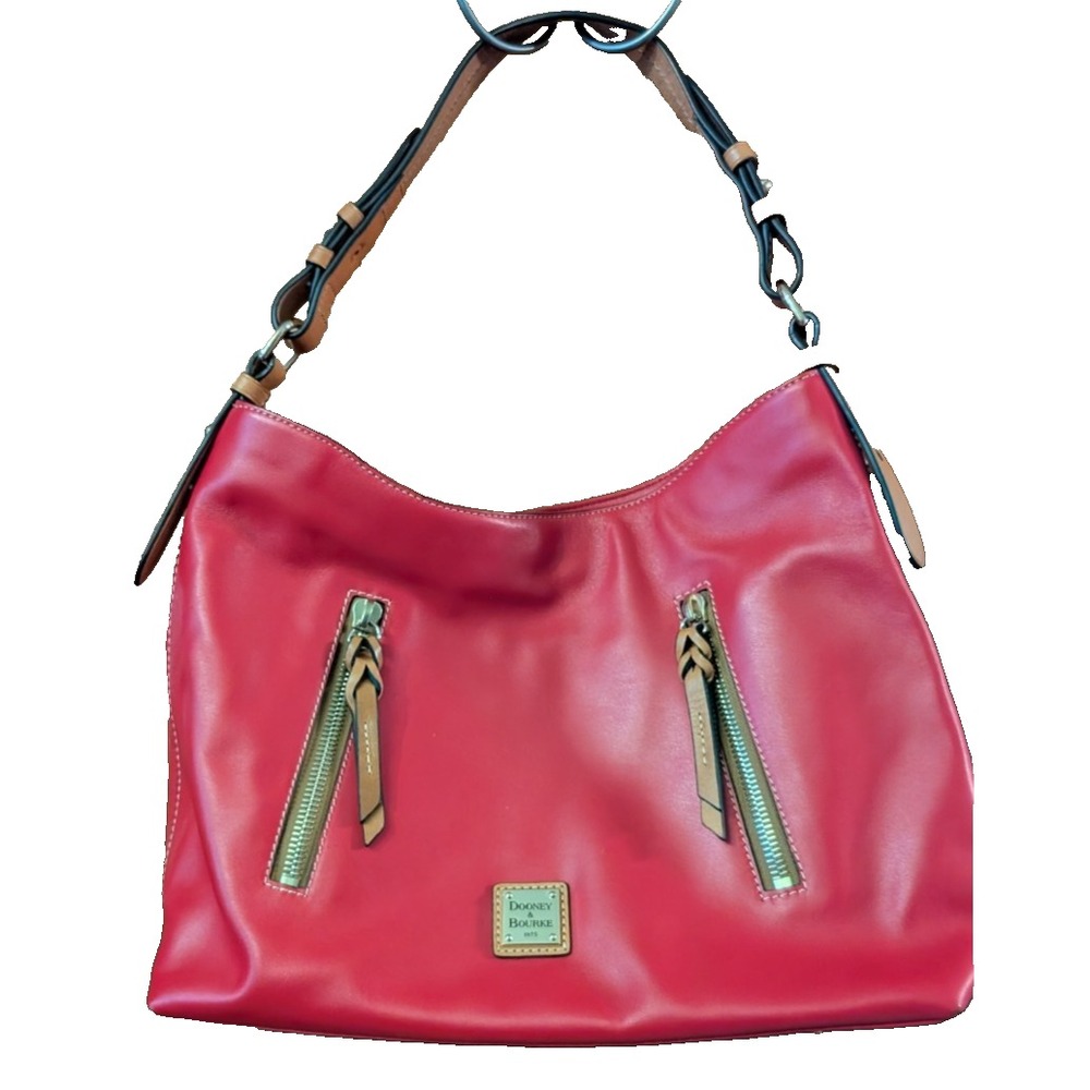 Dooney & Bourke Cooper Hobo Large Shoulder Bag Italian Leather  RED  EUC